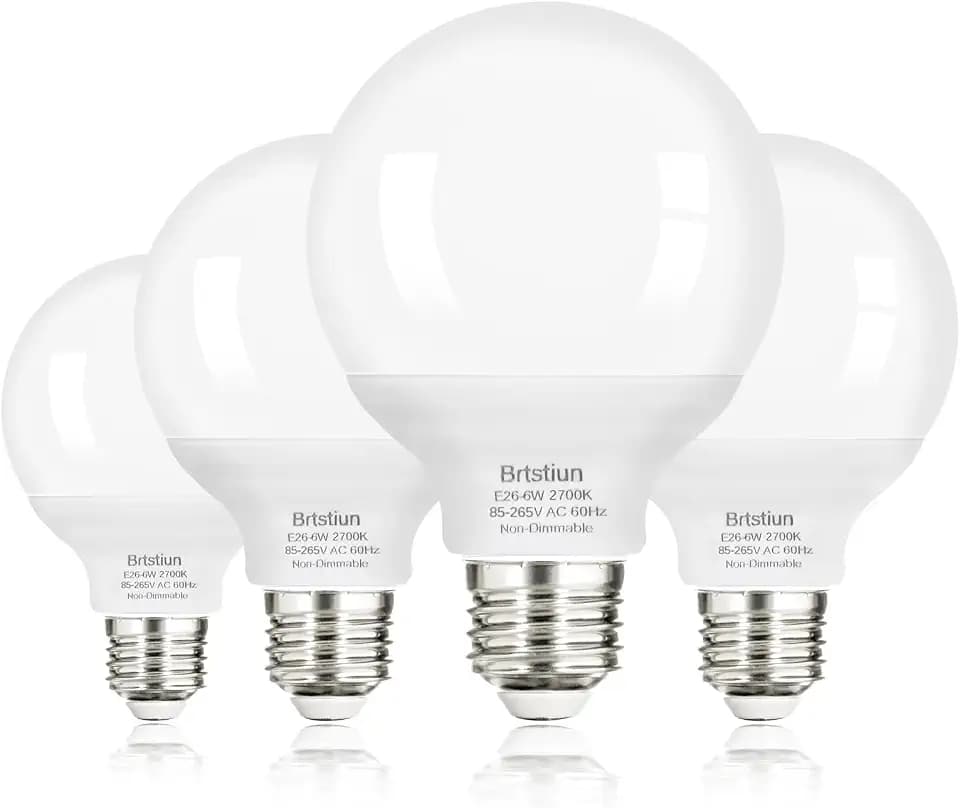 Brtstiun G25 LED Vanity Light Bulbs for Bathroom, Globe Bulb 40W Equivalent