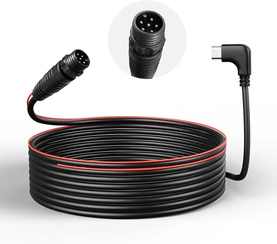 WOLFBOX 33ft Threaded 6-Pin USB-C Rear Camera Replacement Cable, IP67