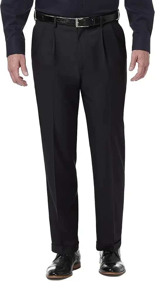 Haggar Men's Classic Fit Pleated Premium Comfort Dress Pant