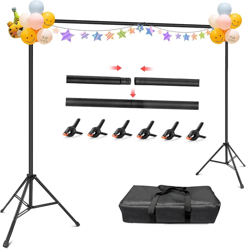 Hemmotop Photo Backdrop Stand, 10x7ft, Secure Straight Thread Connection