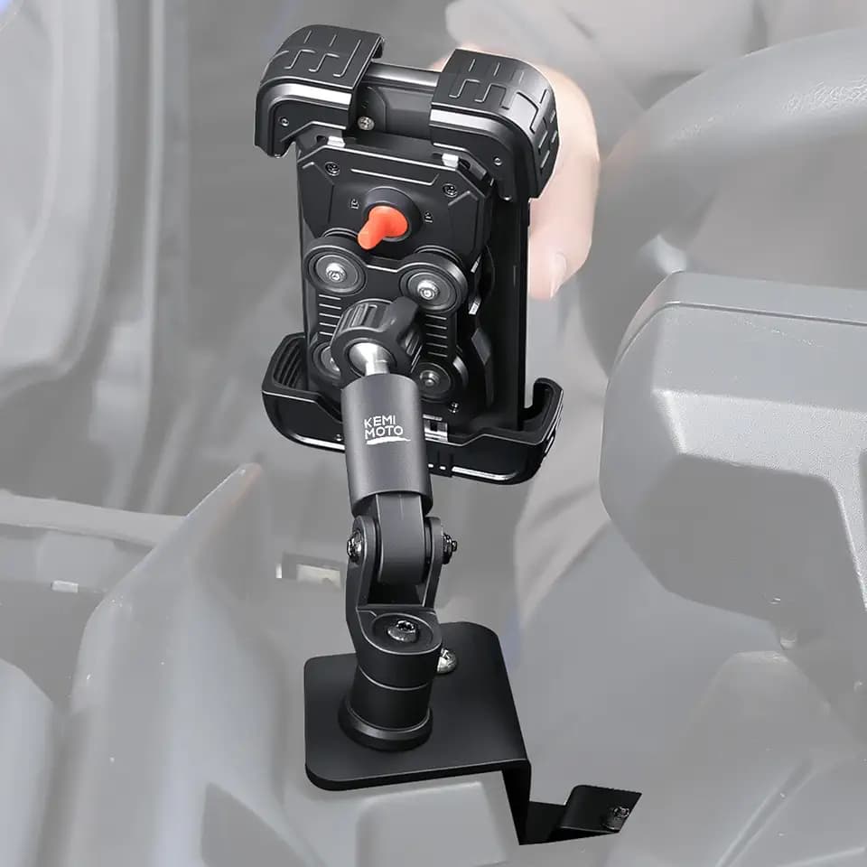 KEMIMOTO X3 Phone Mount, Anti-Vibration Dampener Cast-Aluminum Mount Dashboard One-Hand Operation Secure Lock 360° Adjustable Phone Holder, Compatible with Can-Am Maverick X3 and MAX Models