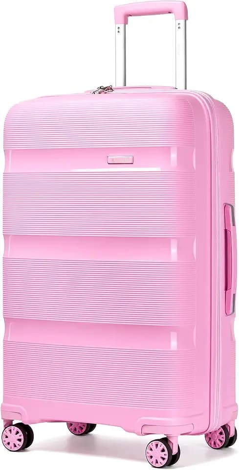 Kono 28 Inch Hard Shell PP Luggage, 4 Spinner Wheels Suitcase, Pink