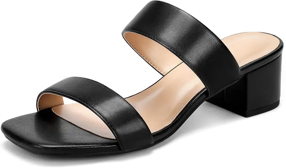 DOBOLIN Two Strap Women's Heels 2-Inch Dressy Sandals Wide Feet Friendly