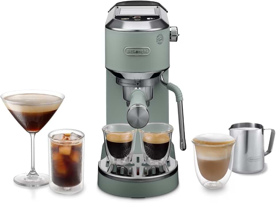 De'Longhi Dedica Duo - Manuelle Espressomaschine mit Cold Brew Grün