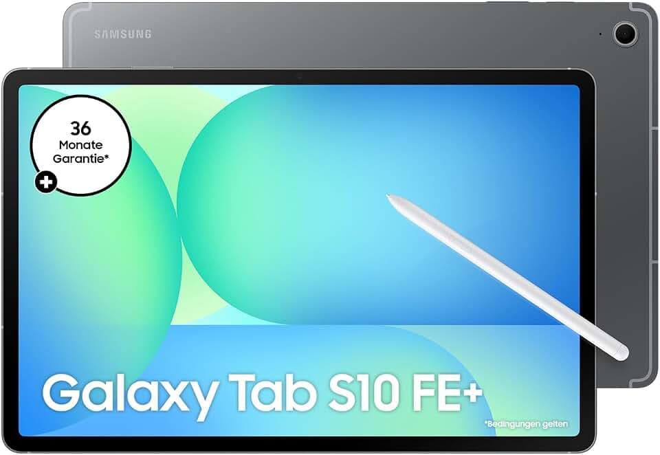 Samsung Galaxy S10 FE+ AI-Tablet, Android Tablet, 128 GB Speicher, 8 GB RAM, 33,28 cm/13,1" Display, Inkl. S Pen, Wi-Fi, Lange Akkulaufzeit, Gray, 36 Monate Herstellergarantie [Exklusiv auf Amazon]
