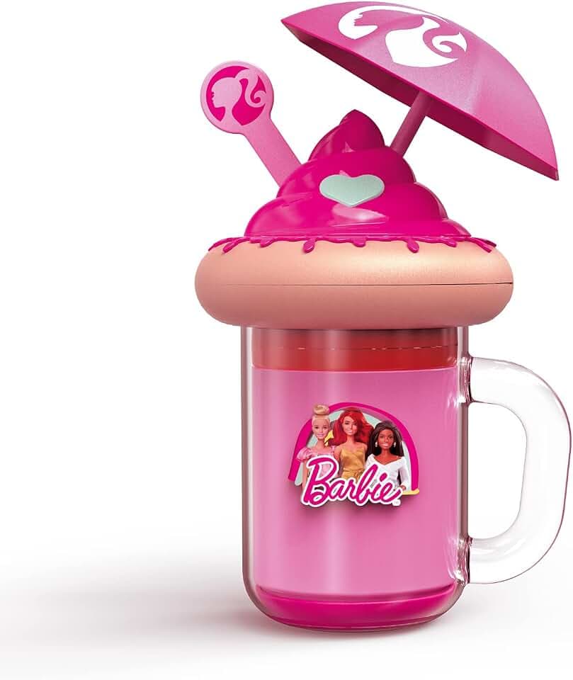 Mondo 40004 Barbie Freakshake, Milchshake- und Strand-Set mit Kinderschminke, enthält Lipgloss, Blush, Applikatoren und Gesichtstuch, mit Geheimfach, Spielzeug ab 3 Jahre