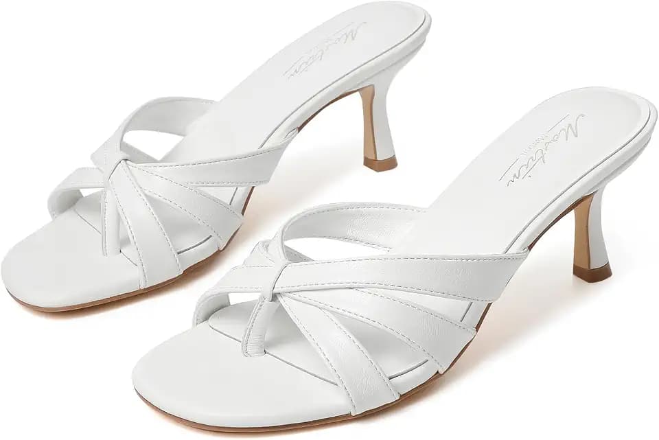 Mostrin Kitten Heels for Women Pointed Toe Vintage Mules Heels Sexy Slip on Stiletto Backless Sandals for Party Wedding Daily