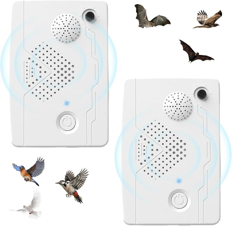 Ultraschall Vogelabwehr Balkon, 2er-Set, batteriebetrieben gegen Vögel