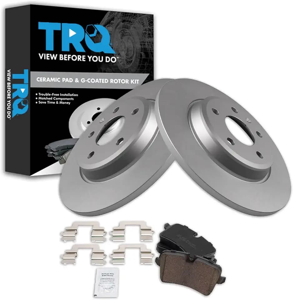 TRQ Rear Brake Pad and Rotor Set Ceramic G Coated Rotors 300mm