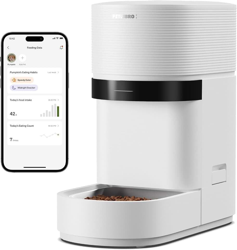 PETLIBRO Smart Automatic Cat Feeder | Built-in Scale, Intake Tracking, 5G & 2.4G WiFi, 5L Automatic Cat Food Dispenser with Low Food Sensor, Up to 10 Meals Per Day, 24-Month Warranty, Granary 2