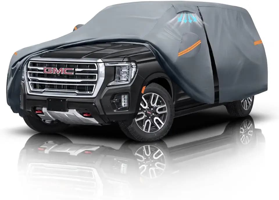 Large SUV Car Cover for GMC Yukon XL (2000-2026) 100% Waterproof All Weather, Heavy Duty Outdoor Full Exterior Covers Rain Sun Wind UV Hail Protection.