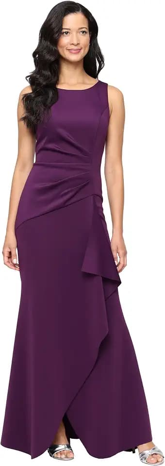 Alex Evenings Women's Sleeveless Stretch Scuba Crepe Mother of the Bride Dress with Tucked Waist and Cascade Detail Skirt