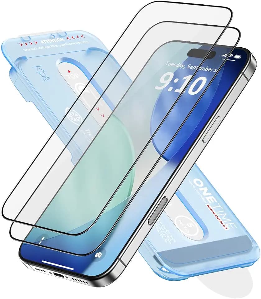 FLOLAB NanoArmour ONETIME 2 Pack for iPhone 17 Air Screen Protector, Tempered Glass, Ultra Clear, InfinityEdge-to-Edge, Easy Install, Dust-Free, Reinforced Edge
