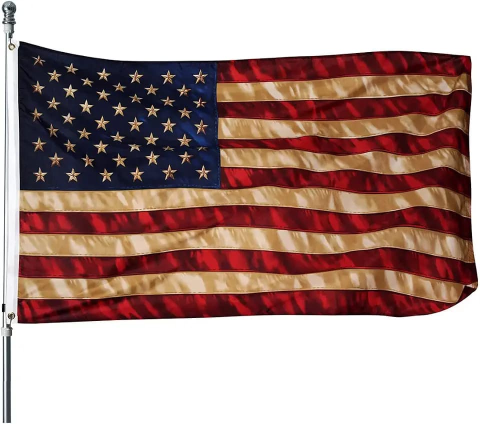 Homissor Vintage American Flag - Tea Stained American Flags - 3x5 Outdoor Rustic Old Style United States Banner Indoors for wall 4th of july (Tea Printed Star Flag)