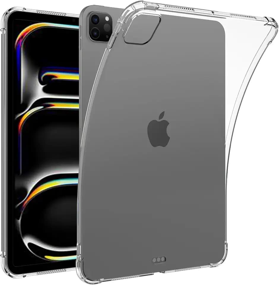 Slim Clear Case for iPad Pro 11-inch (M5/M4) 2025/2024 Tablet, TPU Soft Flexible & Gel Silicone Back Cover Skin with Reinforced Corners, Lightweight Transparent Protection