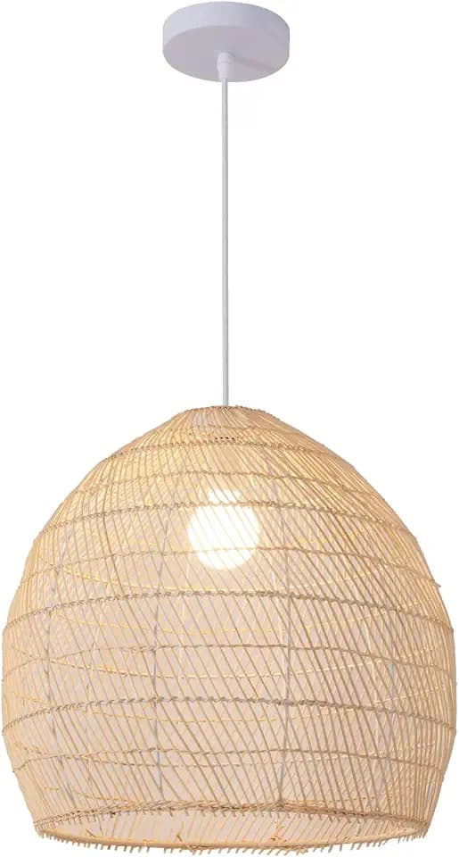 13.8" Rattan Pendant Light,Hand Woven Wicker Chandelier