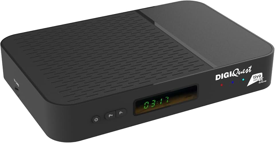 DIGIQUEST AX3_tivùsat | 4K Tivùsat Combo Decoder mit Triple Tuner DVB-T2, DVB-S2 HEVC Main 10 (10-bit), Powered by Android TV | Sprachsteuerung | Google Cast | Tivùsat Smartcard enthalten
