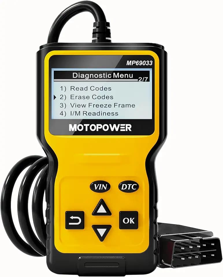 MOTOPOWER MP69033 Car OBD2 Scanner Code Reader Engine Fault Scanner CAN Diagnostic Scan Tool for All OBD II Protocol Cars Since 1996, Yellow