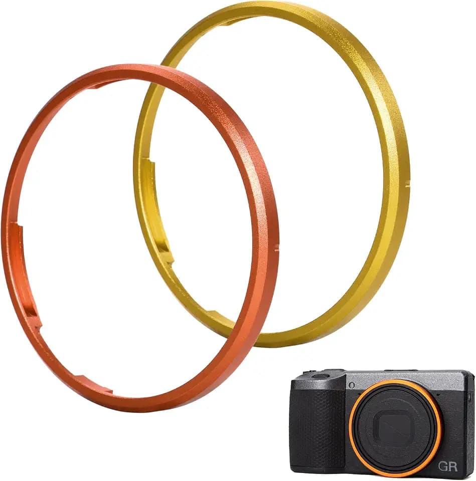 GR4 Metal Camera Lens Decoration Ring Cap for Ricoh GR IV Replaces for Ricoh GN-3 Ring Cap Camera Accessories (Orange+Yellow)