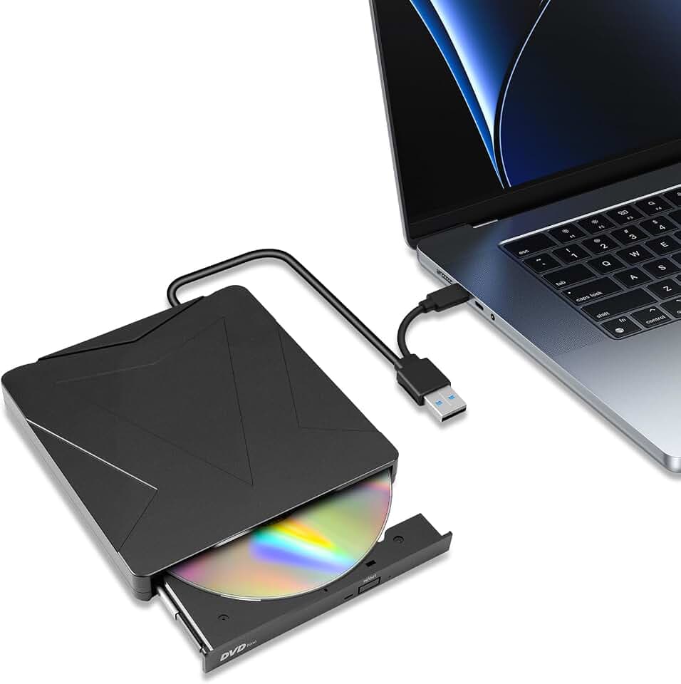 Externes DVD CD Laufwerk, USB 3.0 & Type-C Tragbar CD DVD +/-RW Brenner Optische Laufwerke CD ROM/DVD Laufwerk extern für PC Laptop Desktop MacBook Windows 7/8/10/11/XP Linux/Mac