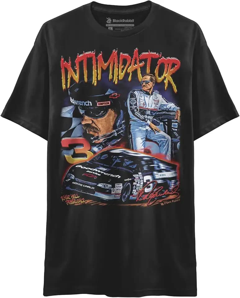 Black Rabbit 90s Racing Intimidator Earnhardt Raise Hell Praise Dale Retro T-Shirts and Tops