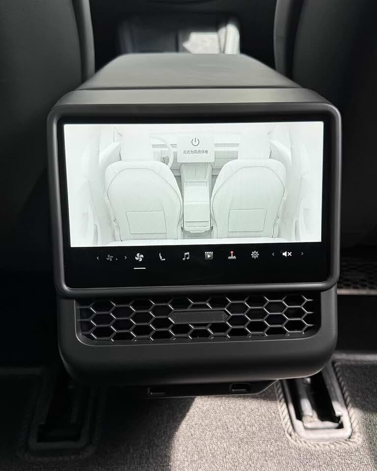 Carbon Fiber Pattern AC Vents Cover, Highland Model y Rear Center Console Air Vent Cover Compatible with Tesla Model Y Juniper and Model 3 Highland (black)