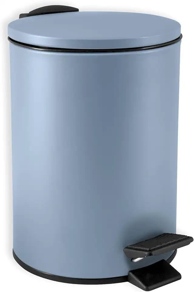 Spirella SP2285 Kosmetikeimer 3 Liter Edelstahl mit Absenkautomatik und Inneneimer Adelar Badezimmer Mülleimer Softclose Abfalleimer blau, Bleu Acier, 3 litres
