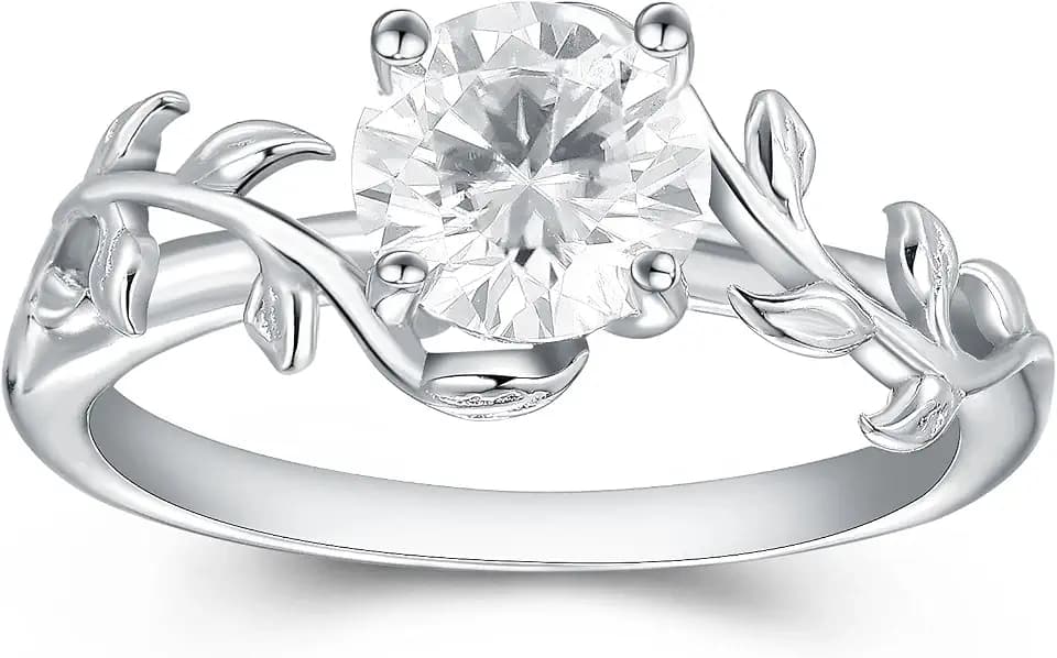Moissanite Engagement Ring for Women 925 Silver Platinum Plated