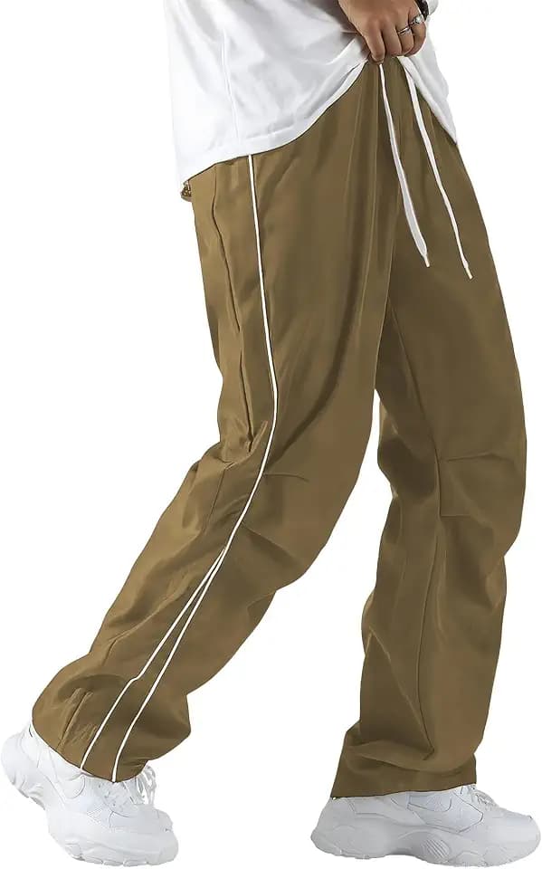 JMIERR Men's Baggy Parachute Pants Knee Pleat Wide Leg