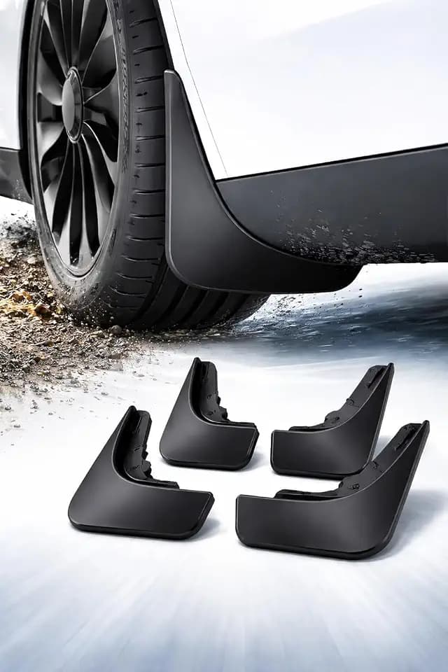 Tesla Model X Mud Flaps 2016-2022, Premium OEM Fit All-Weather Splash Guards No Drill Heavy Duty TPE Front & Rear Mudguards, Luxury Tesla Model X Accessories (4PCS)