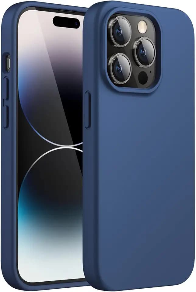 Designed for i iPhone 14 Pro Case Silicone Upgraded [Military Grade Protection] Ultra Slim Shockproof Protective Phone Case with Soft Anti-Scratch Microfiber Lining, 6.1 inch. (Navy Blue)