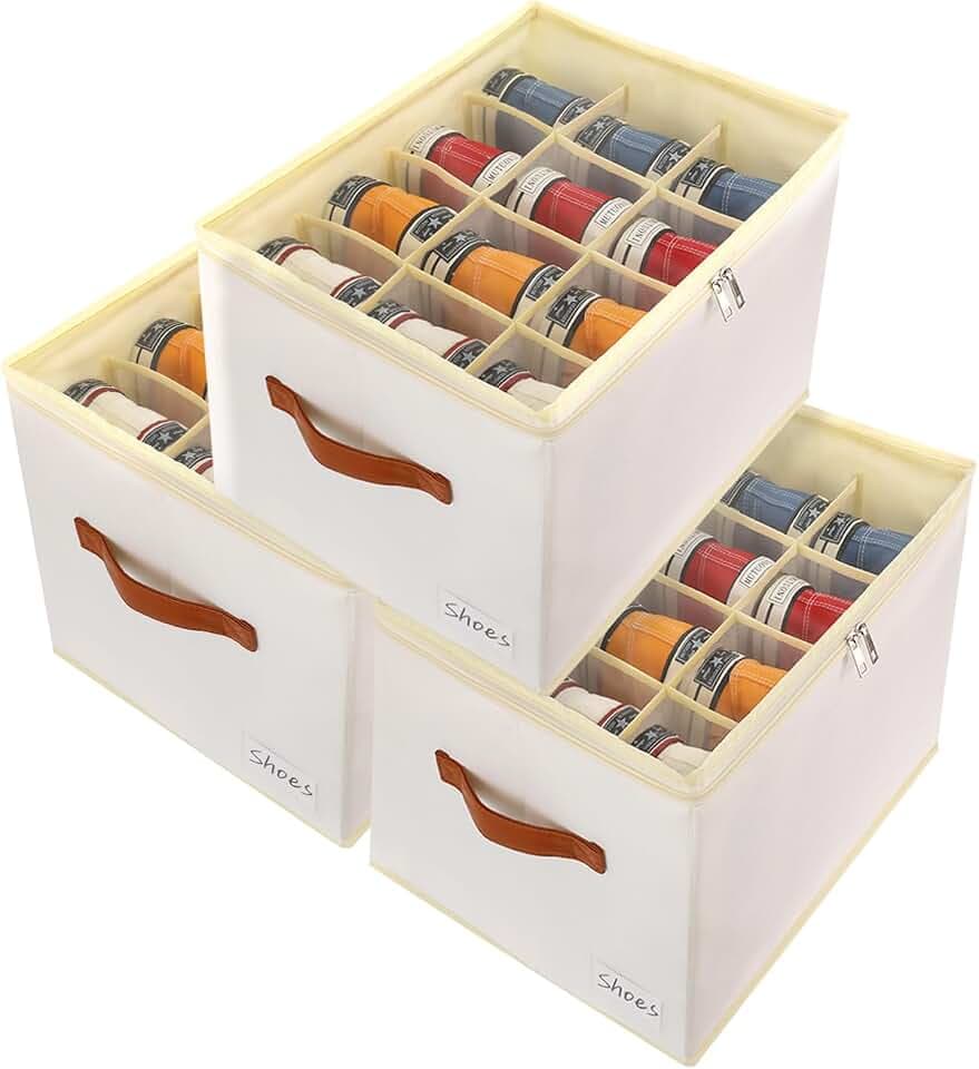 Patinao 3 Stück Flexible Fächer Schuhorganizer Platzsparend Schuhbox