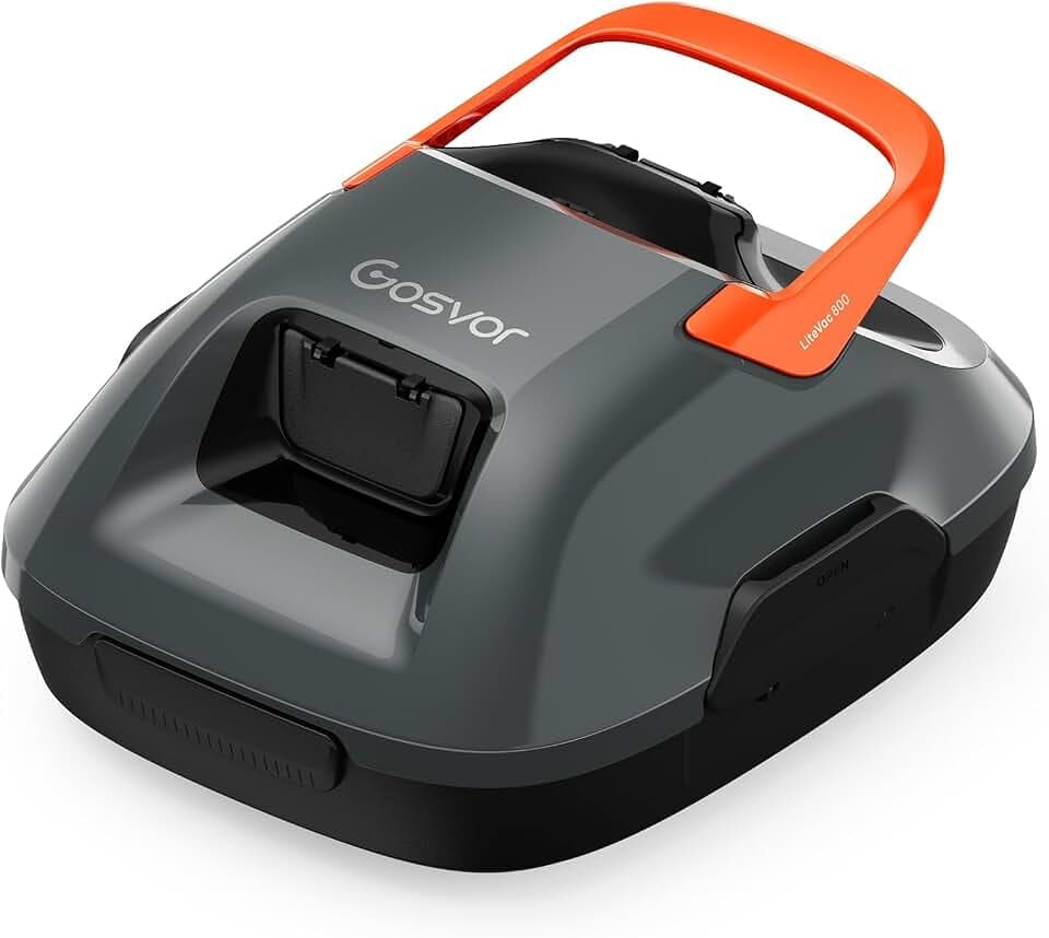 (Upgrade) Gosvor Poolroboter Akku, Bis zu 7200 LPH Effiziente Reinigung mit Power-Clean-Modus, Bis zu 90 Min., 3,4 KG Leicht, Einfach zu Bedienen & Warten, Poolsauger für Flache Böden bis 80㎡, Orange