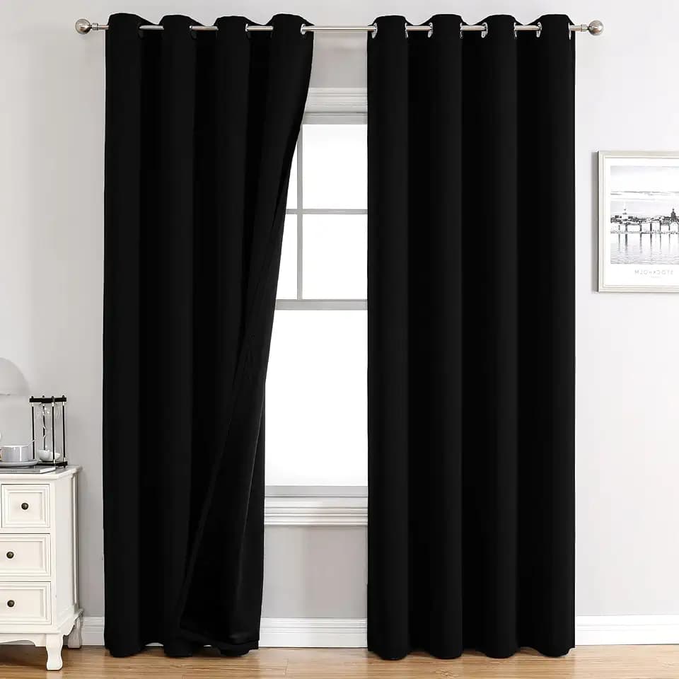 ChrisDowa 100% Blackout Curtains for Bedroom 120 Inches Long 2 Panels Set