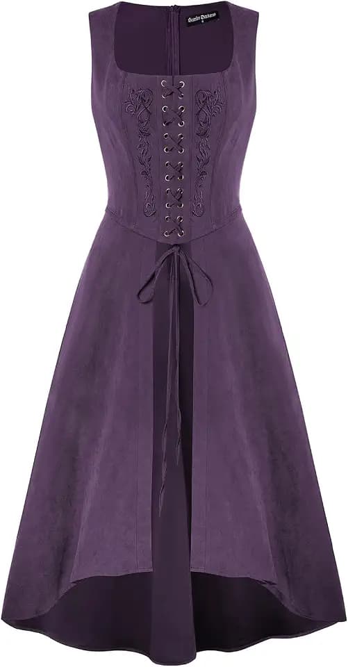 Scarlet Darkness Renaissnace Faire Costume Dress for Women Pirate Overdress