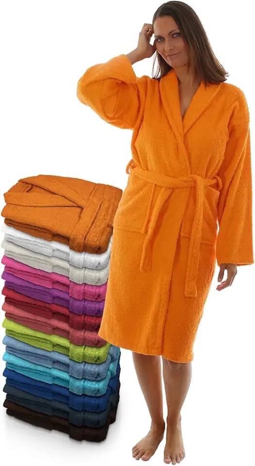 LEBENGOOD Bademantel für Damen, Herren, Unisex, Frottee 100% Baumwolle 400 gr, Flauschig, Kuschelig, Bunt, Leicht, Lang oder Kurz, Dusche, Größen Weicher Morgenmantel