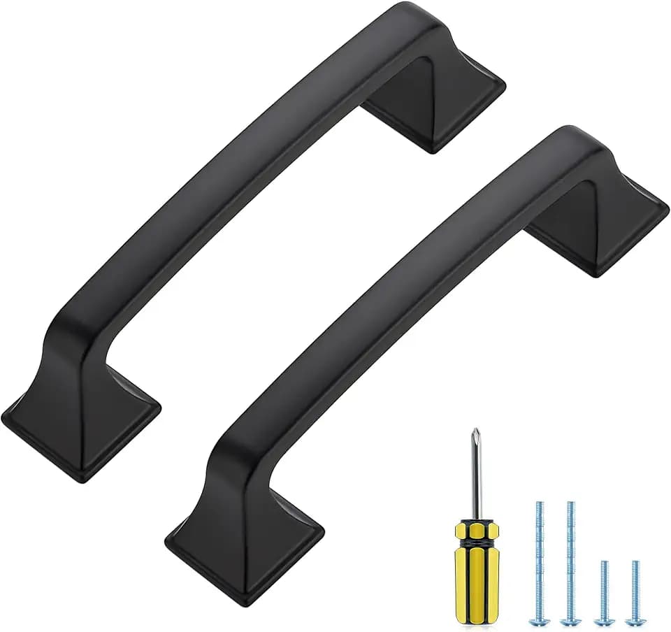 15 Pack Kitchen Cabinet Handles 3-3/4 Inch Hole Center Black Cabinet Pulls