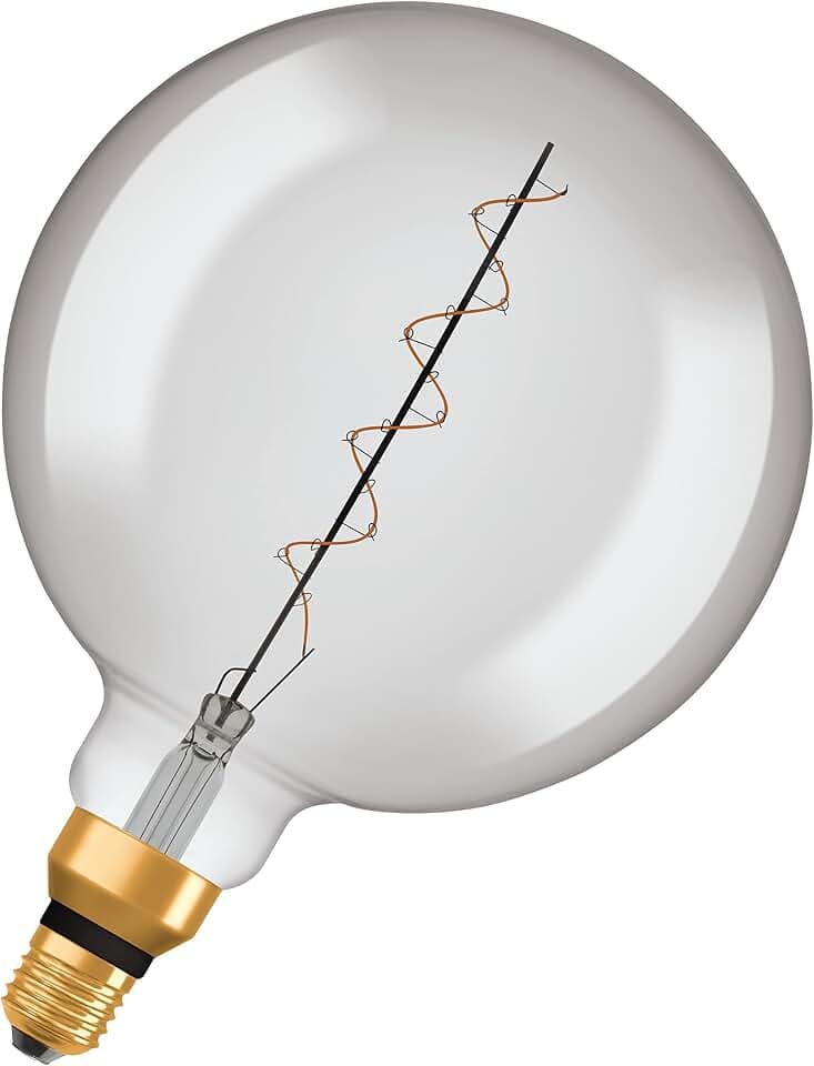 Osram Vintage 1906 LED Lamp with Smoke Tint, 4.8 W, 150 lm, Ball Shape with 200 mm Diameter & E27 Base, Warm White Light Colour, Spiral Filament, Dimmable, Up to 15,000 Hours Service Life