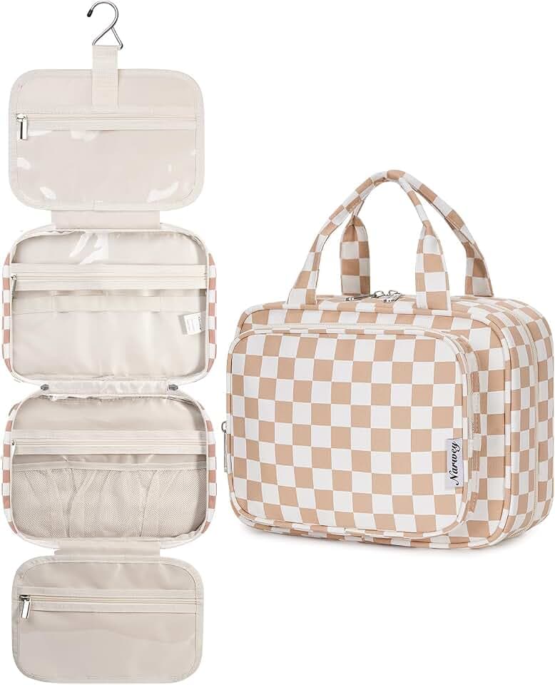 Narwey Hanging Toiletry Bag for Women, Travel Makeup Cosmetic Organizer Bag