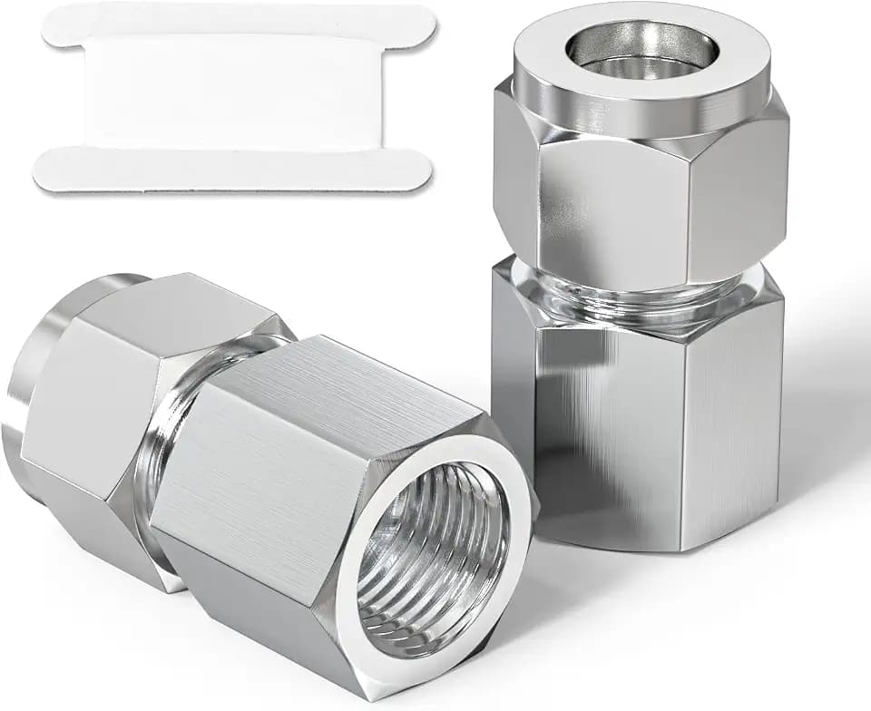 TAISHER 2PCS 304 Stainless Steel Compression Tube Pipe Fitting Connector, 1/2" Tube OD x 1/2" NPT Female Straight Adapter