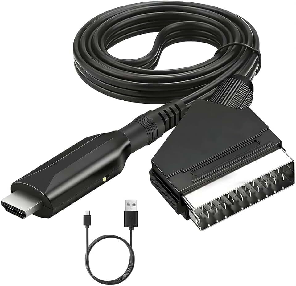 SCART auf HDMI Adapter Konverter 1080p/720p Video Audio Wandler für HDTV, Monitor und Projektor Video Audio Adapter SCART Eingangskabel zu HDMI Ausgang für DVD, VHS, STB, PS2, PS3, Xbox, Plug and Play
