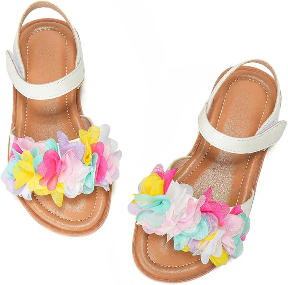 Hebelee Toddler Girls Sandals Girl Dress Sandal Summer Flat Shoes for Little Kid Big Kids