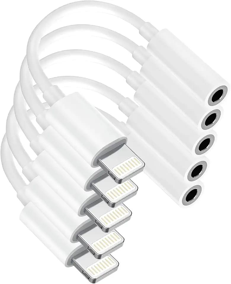 [Apple MFi Certified] 5 Pack for iPhone 3.5mm Headphones Adapter, Lightning to 3.5 mm Headphone/Earphone Jack Converter Audio Aux Dongle Compatible with iPhone 14 13 12 11 Pro XR XS Max X 8 7