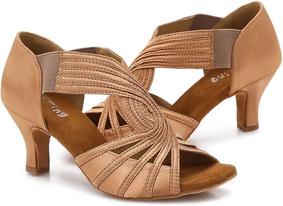 Ballroom Dance Shoes Women Latin Salsa Practice Dancer Shoes 2.5'' Heels YT02