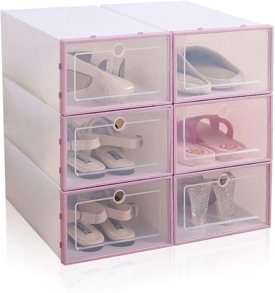 Schuhbox aus transparentem Kunststoff, 6 Stück, Aufbewahrungsbox für Schuhe