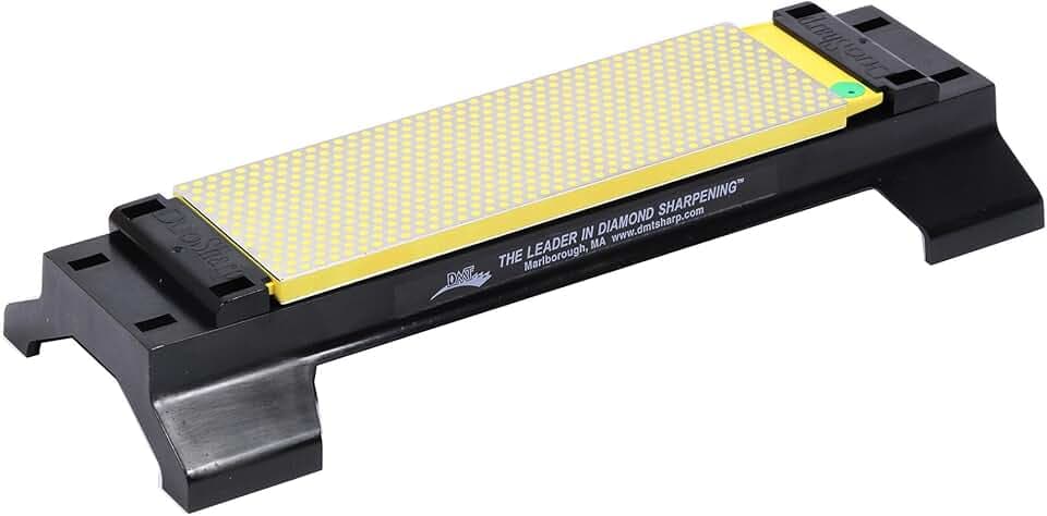 DMT DuoSharp® Diamant Schleifstein 8" mit Basis Grob/Extrafein | Doppelseitiger Messerschärfer in Profiqualität | 20cm Wetzstein für Messer und Werkzeuge | Made in USA | W8EC-WB