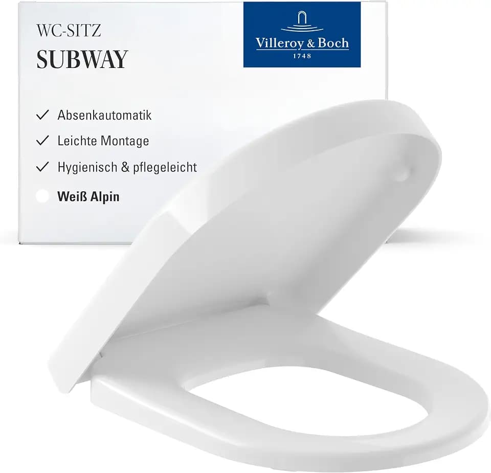 Villeroy & Boch Subway WC-Sitz, mit SoftClose, D-Form – Weiß Alpin