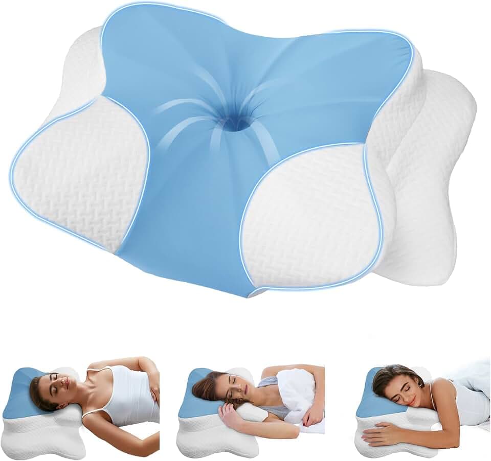 BESTISAN Nackenkissen, ergonomisches Seitenschläferkissen aus Memory-Schaum für Seiten-, Rücken- und Bauchschläfer mit abnehmbarem Bezug
