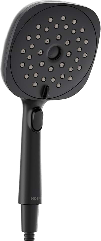 Moen Verso Eco-Performance Infiniti Dial Square Handheld Shower, 6-Inch Diameter Spray Head, Matte Black, 220H4EPBL