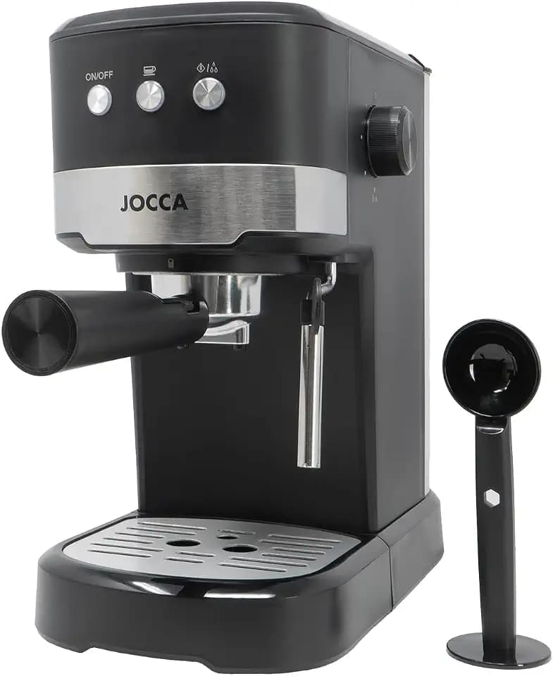 Jocca Espresso-Kaffeemaschine 20 Bar, 1100W, Doppelauslauf, 1,25L Tank, Milchaufschäumer